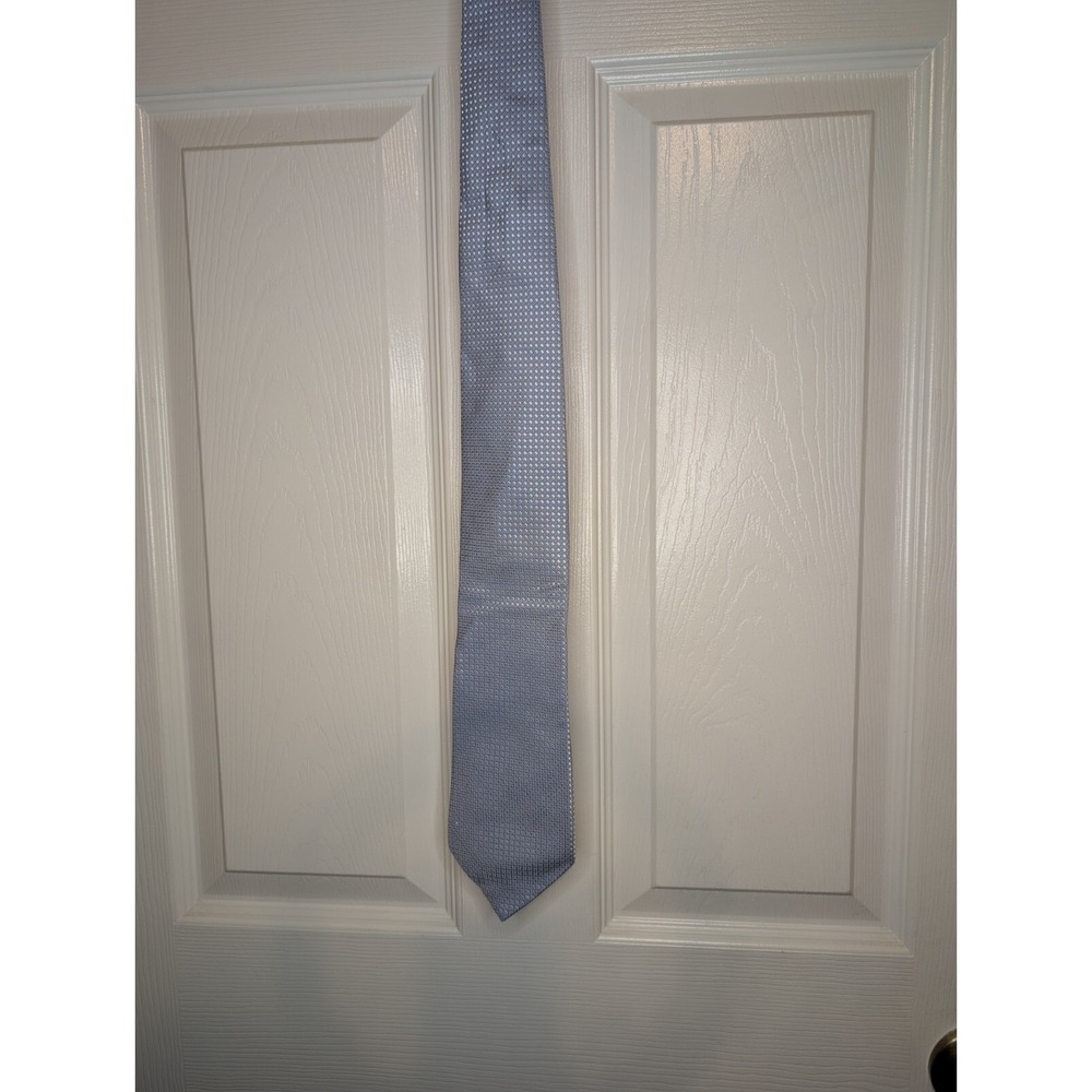 Peacock Handmade Silk Tie Blue White Check Standard Length and Width EUC - Picture 2 of 7